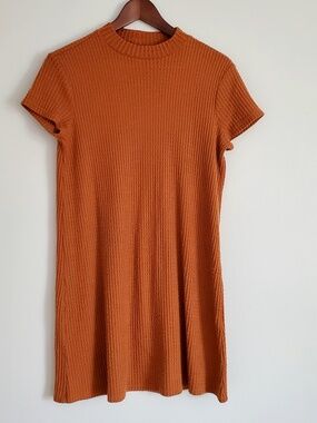 Forever 21 Rust Orange T-Shirt Dress | Cozy | Waffle Knit | Size S-M